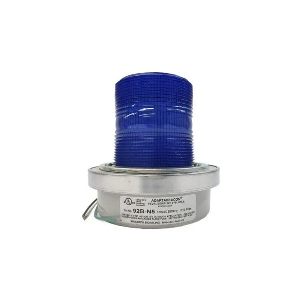 Edwards Signaling 92B-N5 120 VAC Blue Xenon Flashing Strobe Light for Industrial Warning