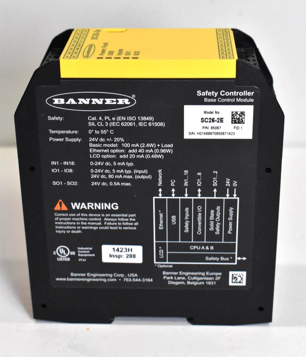 Banner Engineering SC26-2E Ethernet Safety Controller