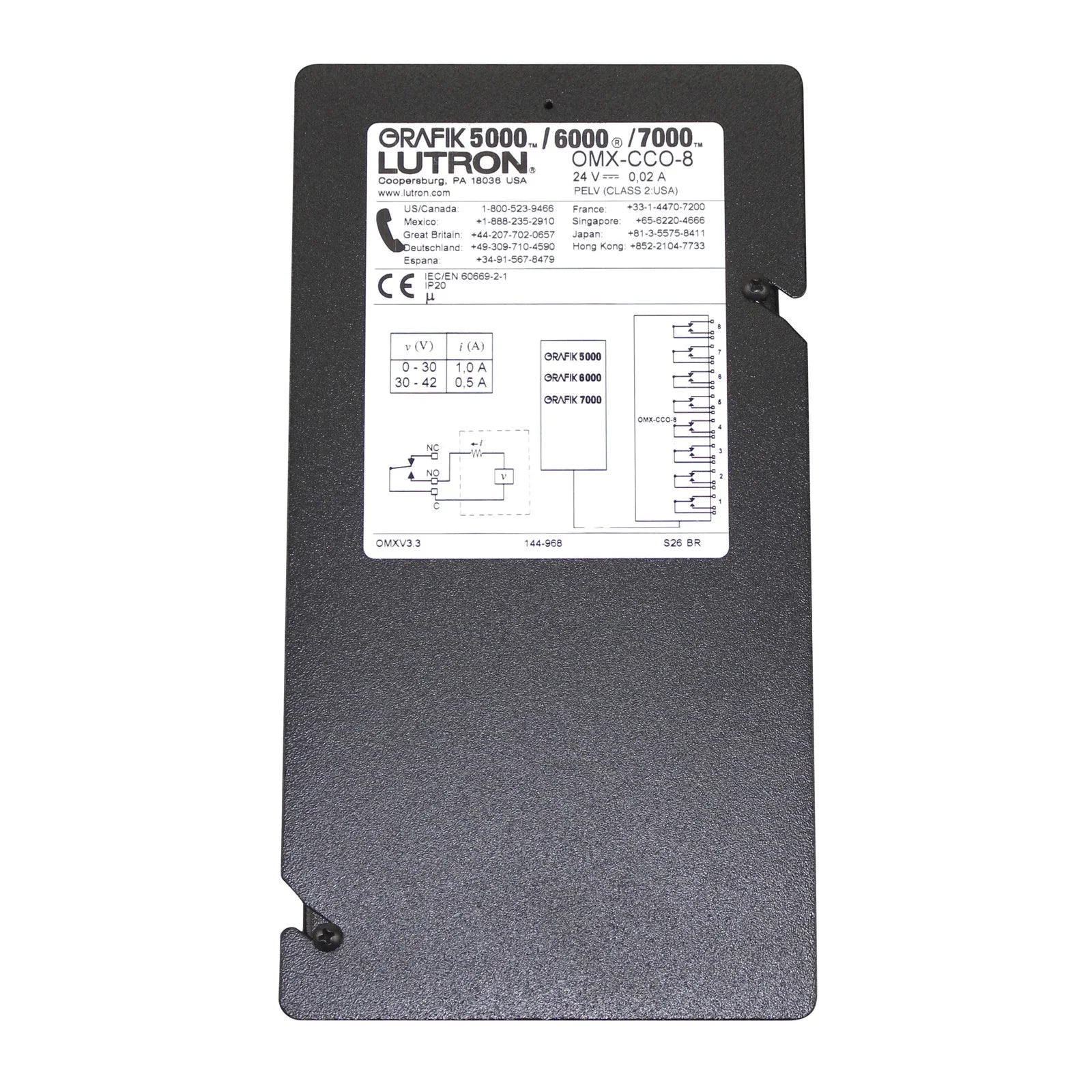 OMX-CCO-8 | Lutron GRAFIK Eye Control Interface with 8 Dry Contact Closure Outputs