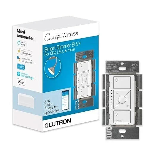 PD-5NE-WH | Lutron Caséta In-Wall Smart ELV/LED Dimmer, Wireless Control, White