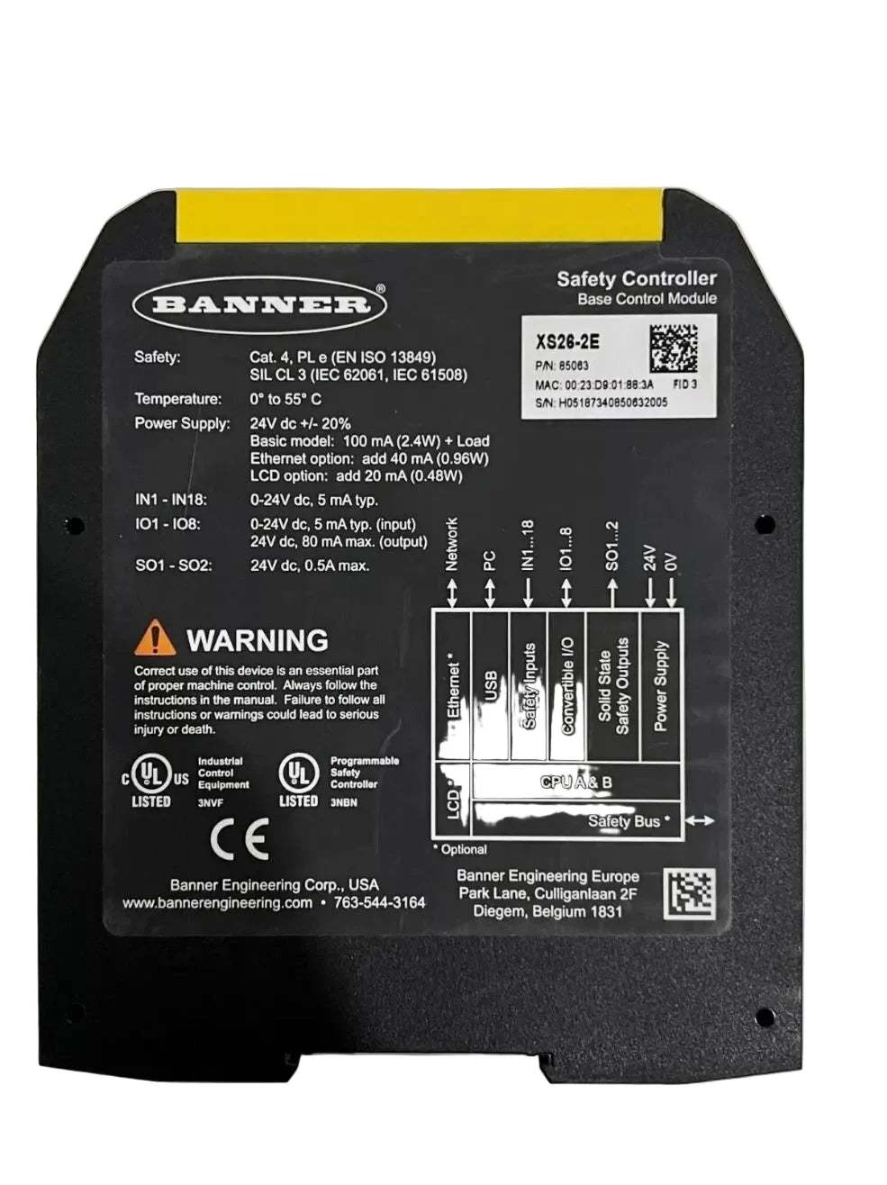 Banner Engineering XS26-2E Ethernet Safety Controller
