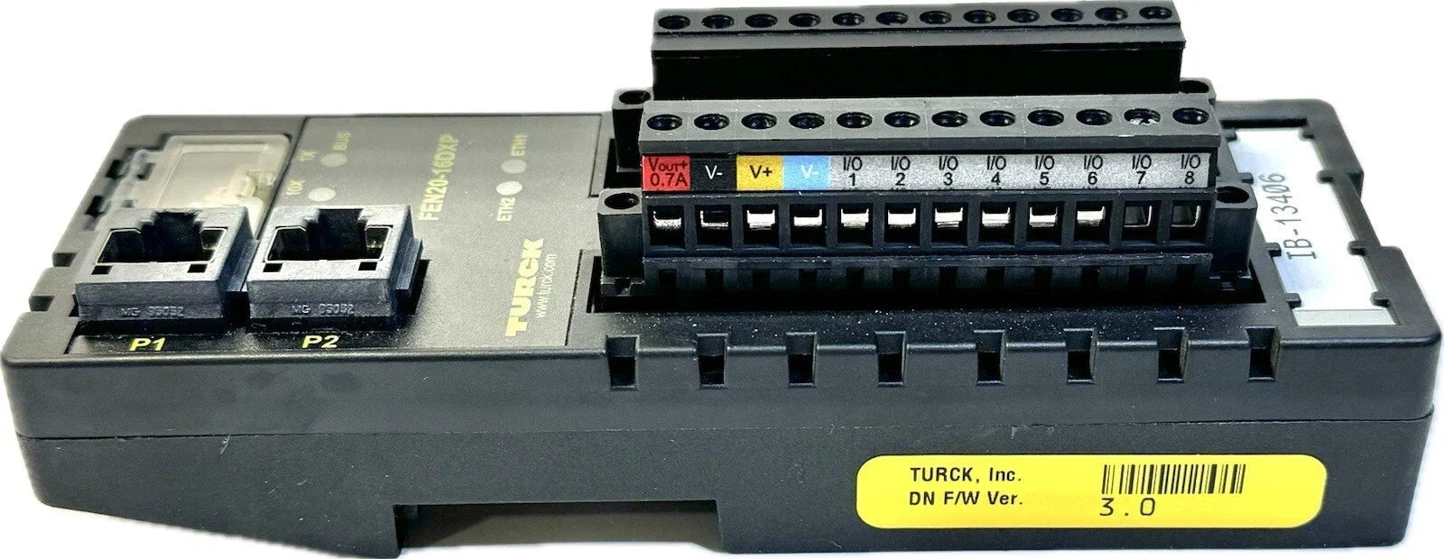 FEN20-16DXP | TURCK FEN20 Multiprotocol Ethernet I/O Module with 16 Digital Channels