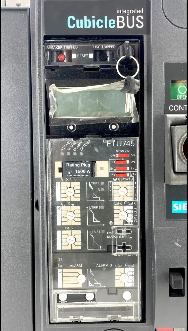 Siemens WLL2A316 1600A 3-Pole Insulated Case Circuit Breaker 100kA 600V Draw-Out