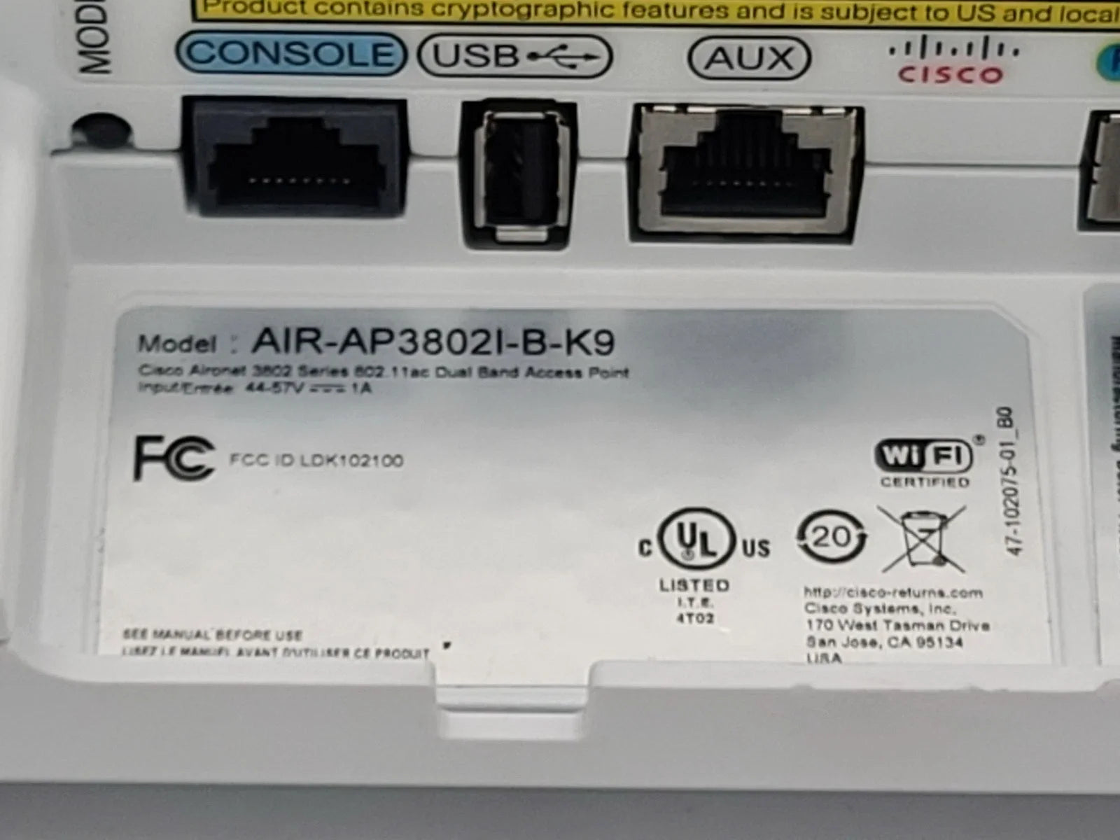 Cisco AIR-AP3802I-B-K9 Aironet 3800 Series 802.11ac Wave 2 Indoor Wireless Access Point