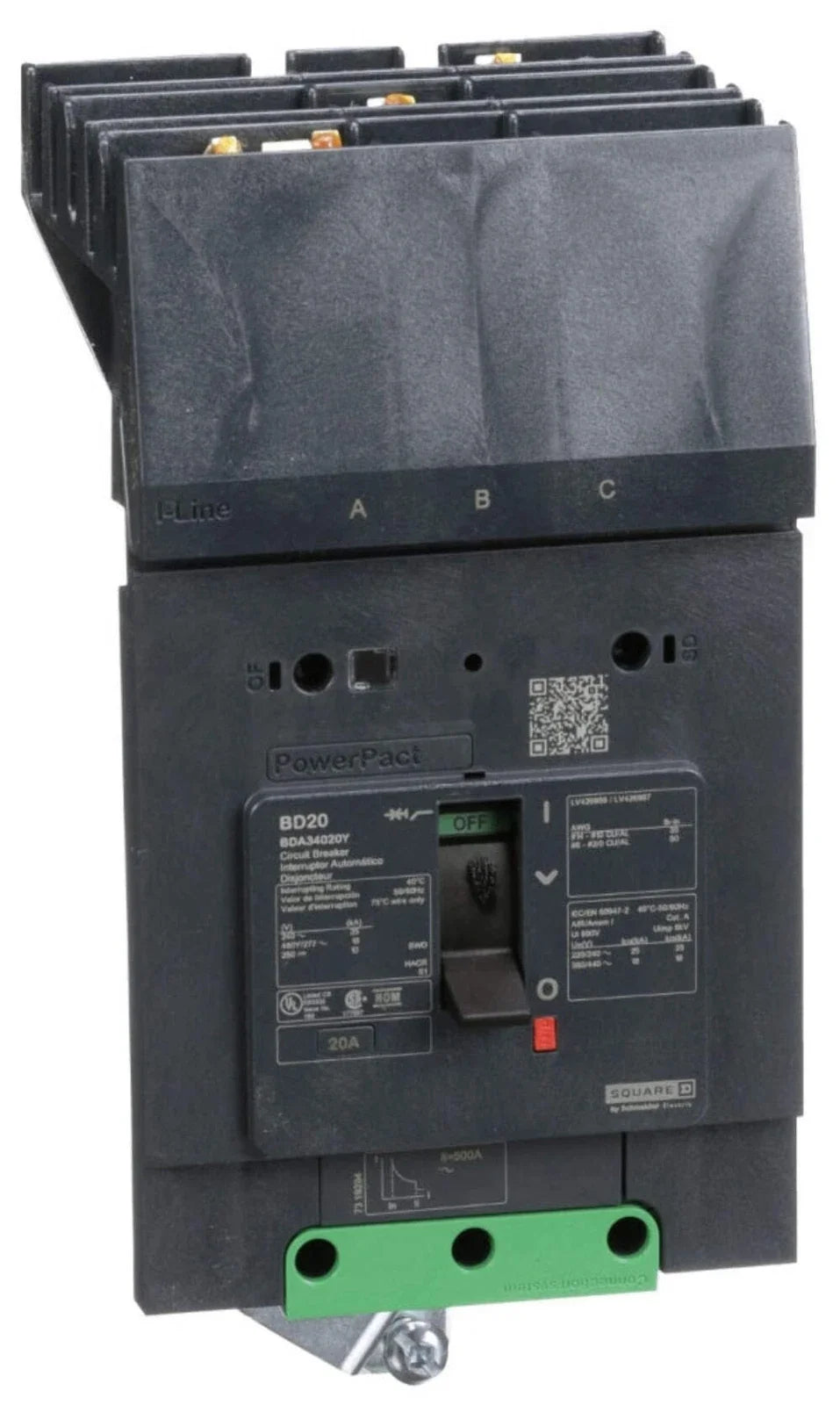 BDA34020Y | Square D 20A 3-Pole 480Y/277V PowerPacT BDA Circuit Breaker
