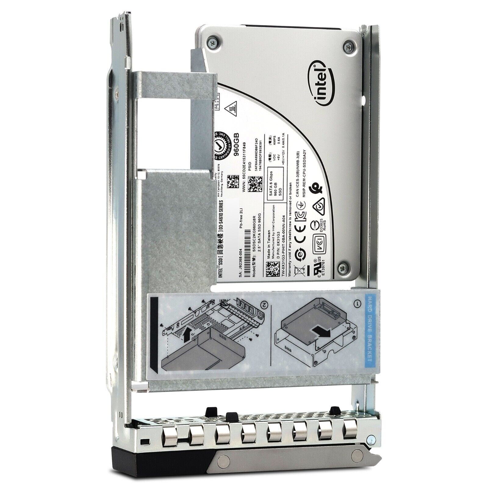 Dell G14 400-ATEE SSDSC2KG960G8R 960GB SATA 6Gb/s 3D TLC 3DWPD Hybrid 3.5in Recertified Solid State Drive