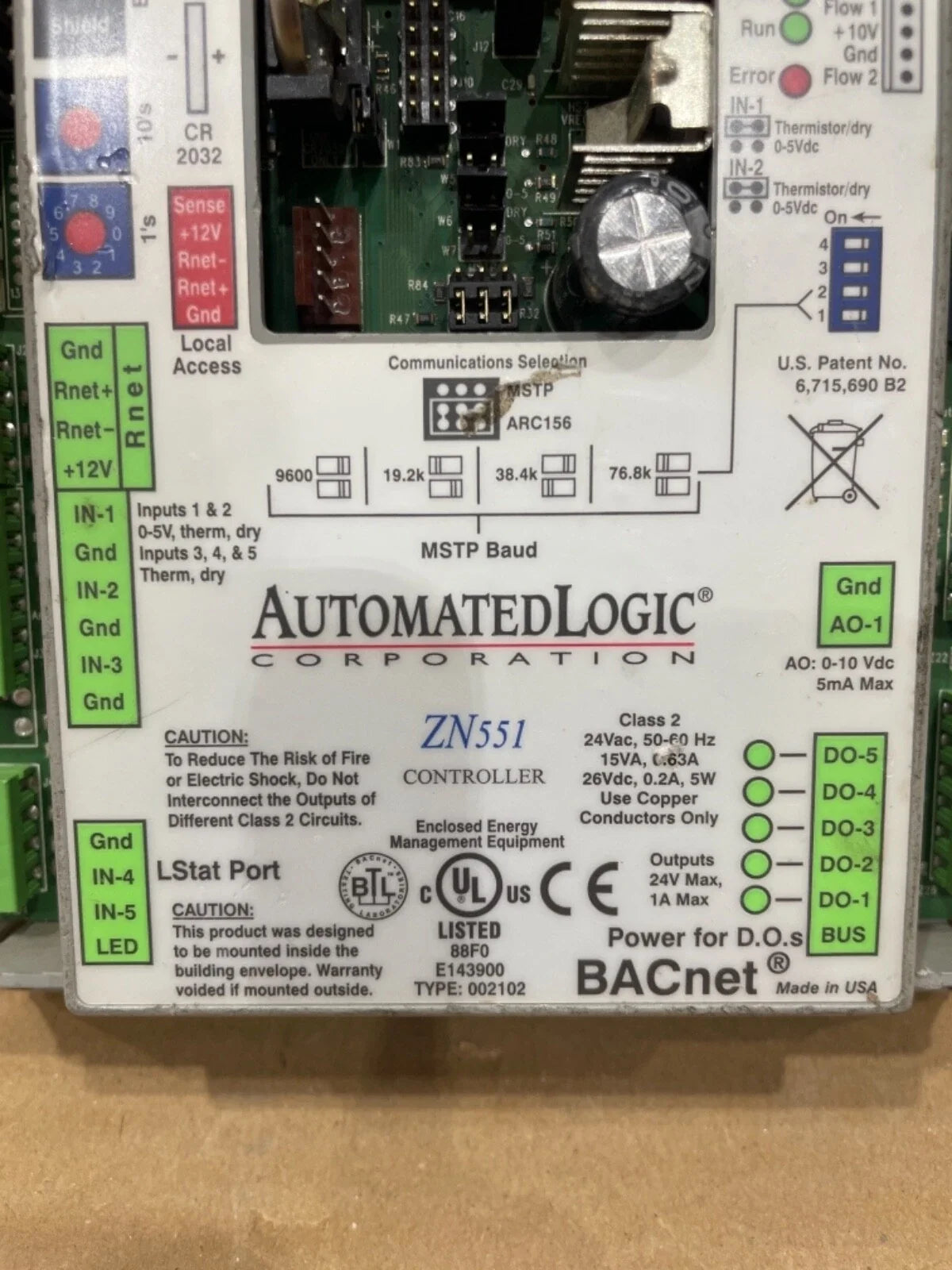 Automated Logic ZN551 BACnet Programmable Zone Controller for WebCTRL Building Automation Systems