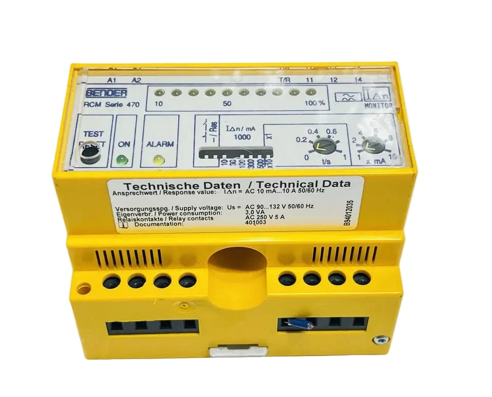 Bender RCMA475LY Residual Current Monitor 230VAC 30–500mA 18mm Sensor