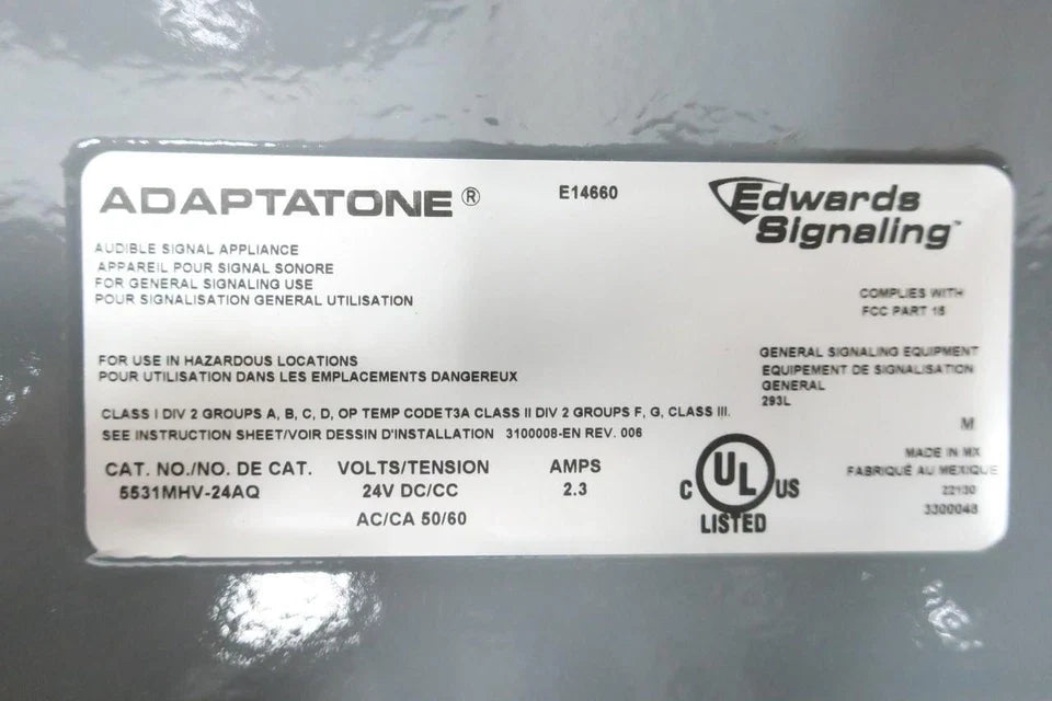 5531MHV-24AQ | Edwards Signaling Adaptatone Millennium Multi-Tone Signal, 24V AC/DC, 123 dB