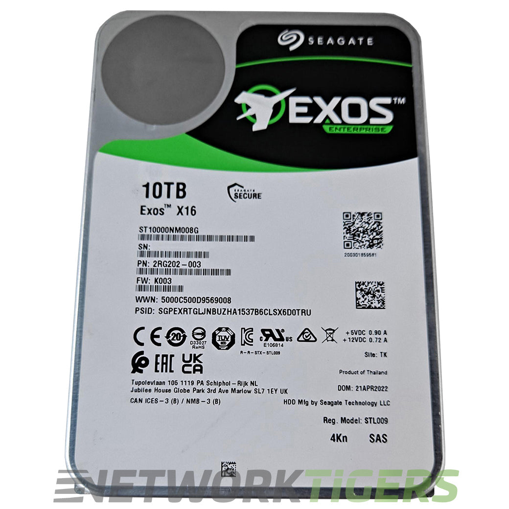Seagate ST10000NM008G Exos X16 10TB 12 Gb/s 4Kn 3.5-inch 7200 RPM SAS Hard Drive