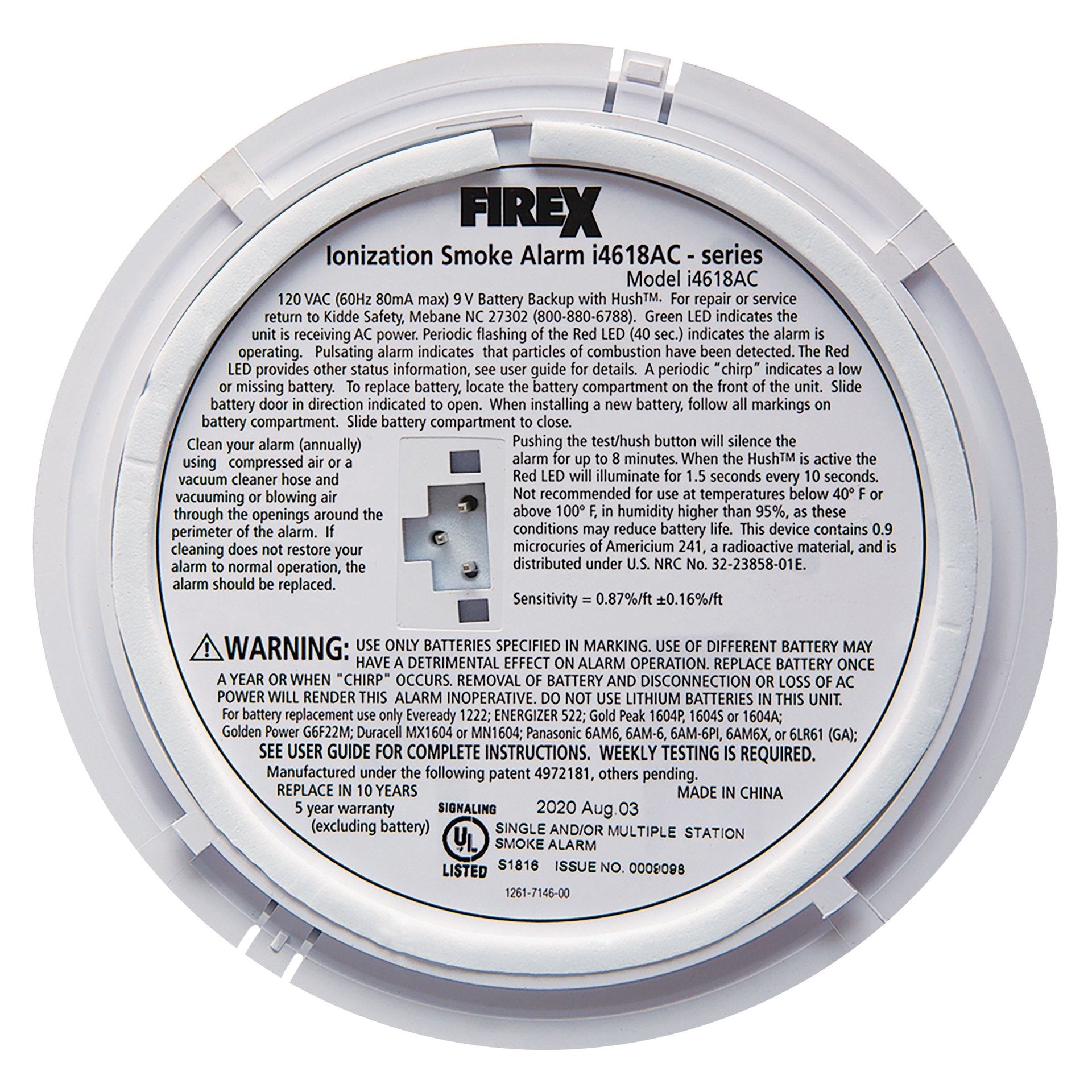 Kidde i4618AC Firex Hardwired Smoke Alarm with Battery Backup