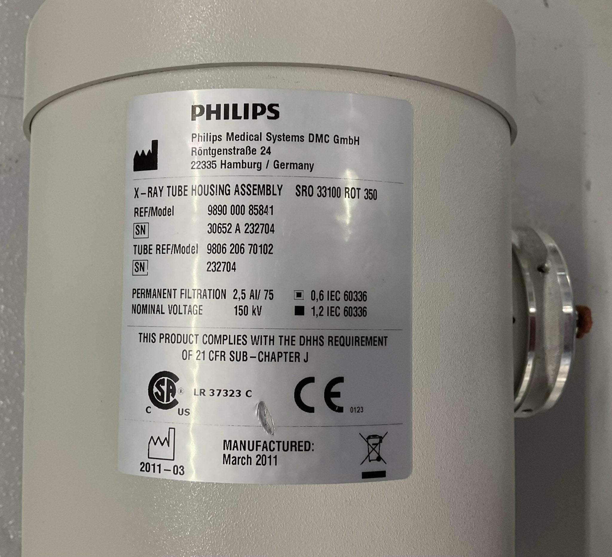 X-Ray Tube SRO 33100 ROT 350 (9890 000 85841/9806 206 70102) SIEMENS