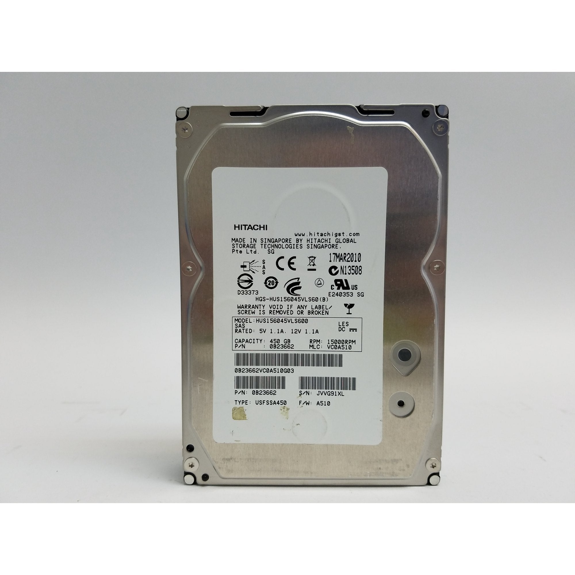 450GB HUS156045VLS60 3.5" SAS 6Gb/s 15K Hard Drive HDD