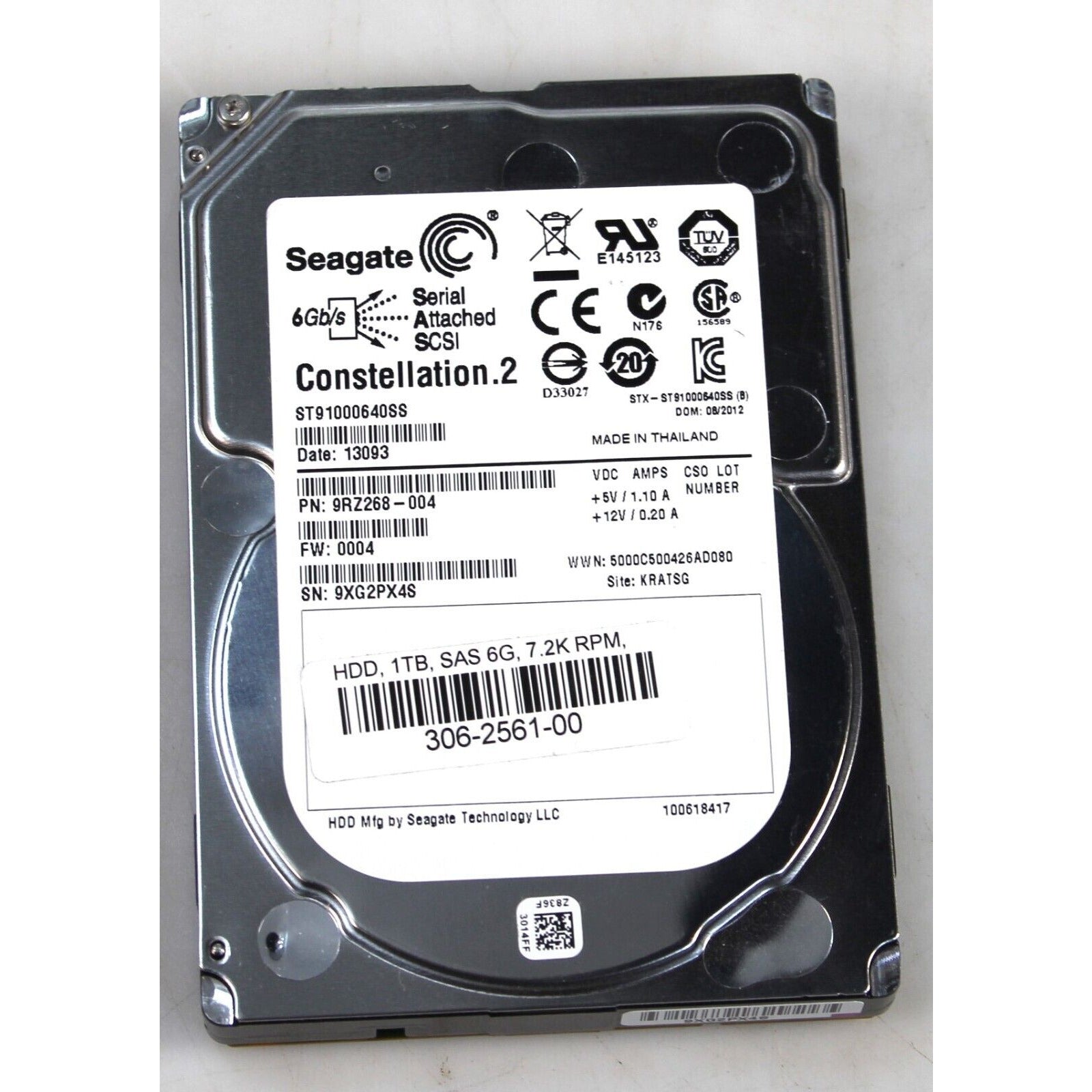 /1TB 7.2K 2.5" SAS ST91000640SS CONSTELLATION.2 DP/N 09W5WV