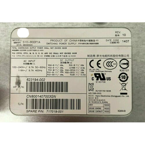 HP Z620 Workstation 800W  Power Supply 623194-002 623194-001 fonte - MFerraz Tecnologia